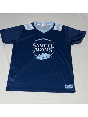 Official Samuel Adams Jersey Men's Sz M Blue #84 V Neck Boston Beer Football Tee